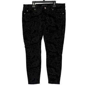 7 For All Mankind Ankle Skinny Pants, Contour Waist, Size 32, Black Velveteen